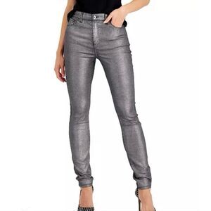 INC Women's NWT Silver Coated Gray Skinny Jeans 0/25